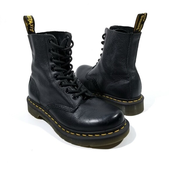 Dr. Martens 1460 Black Pascal Virginia Leather Combat Boots 5 90s Y2k Grunge - Picture 4 of 9